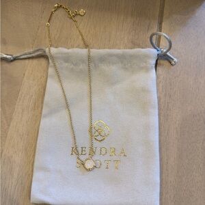 Kendra Scott Gold Necklace with White Sparkly Stone Pendant